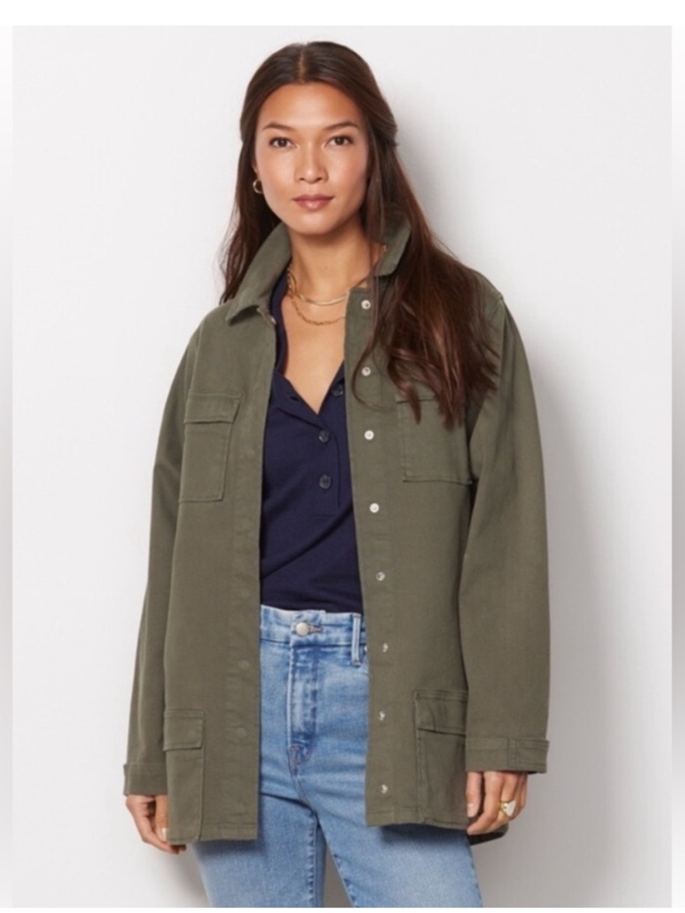 Good American Olive Utility Jacket